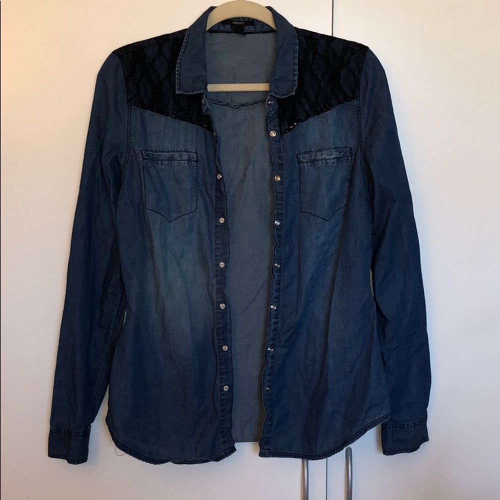 Forever 21 denim button up